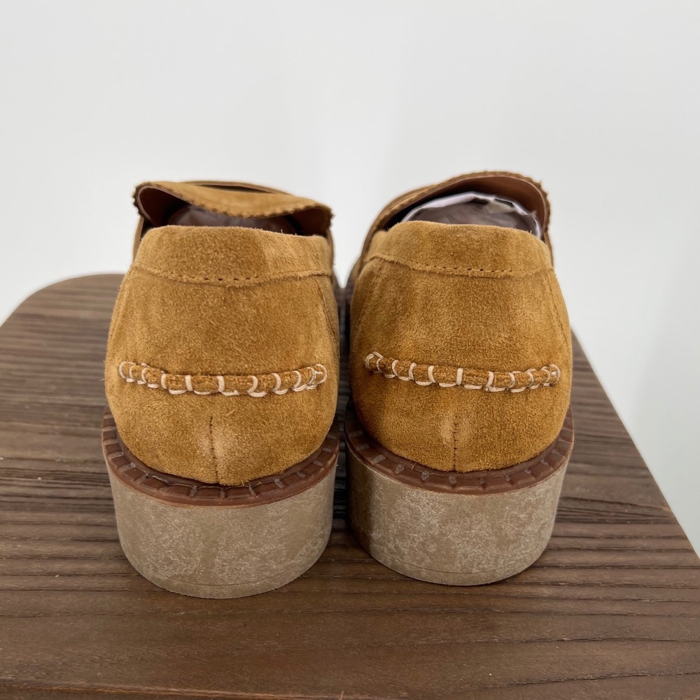 Lucky Brand Larissah Suede Loafers Cuoio Brown Whipstitch Penny Shoe NWT Size 11 - Picture 3 of 8